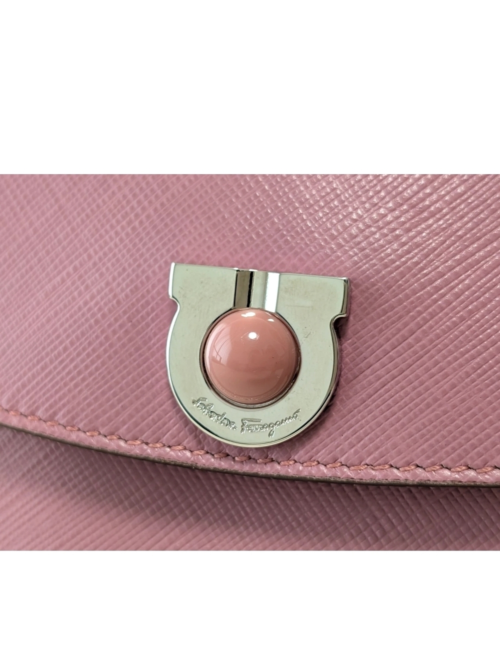 Salvatore Ferragamo Pink Suede & Leather Mini Shoulder Bag With Chain Link Strap - Picture 8 of 16